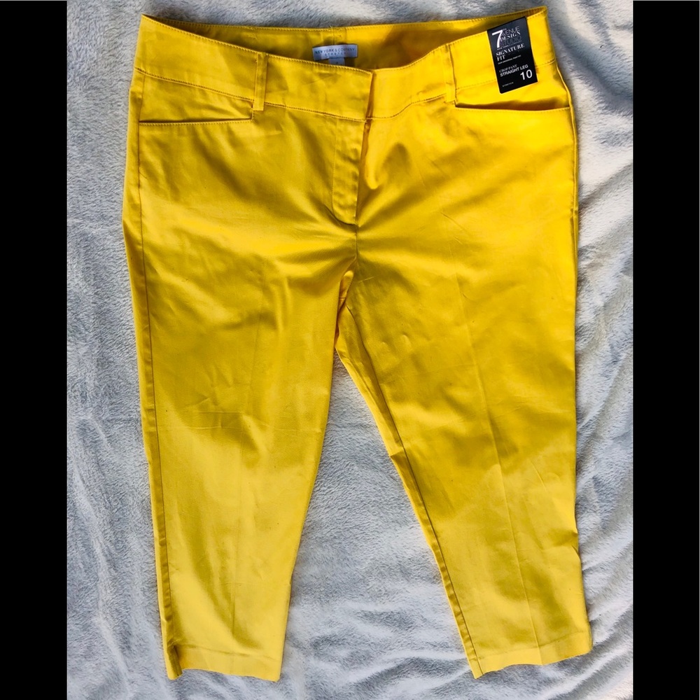 Yellow Crop Pants Straight Leg